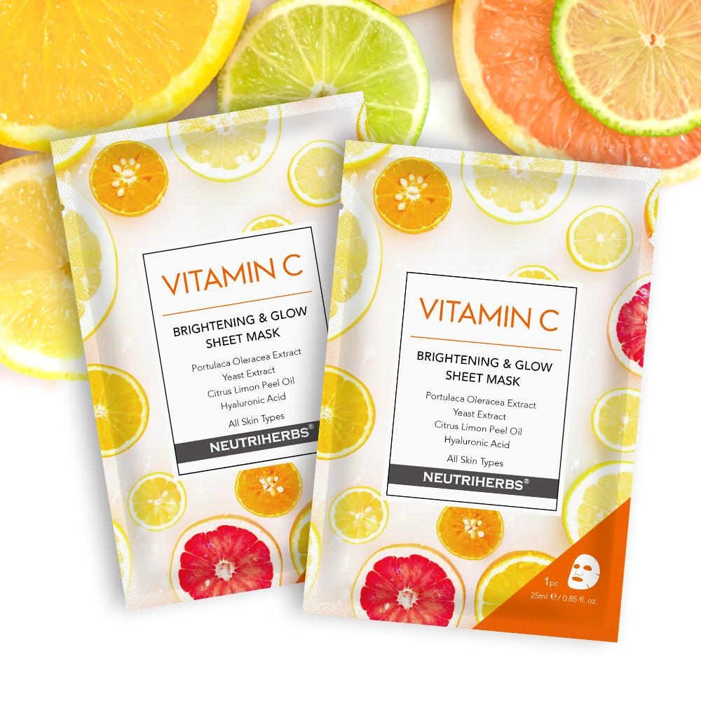 Pack of 5 Vitamin C Brightening & Glow Daily Facial Sheet Masks