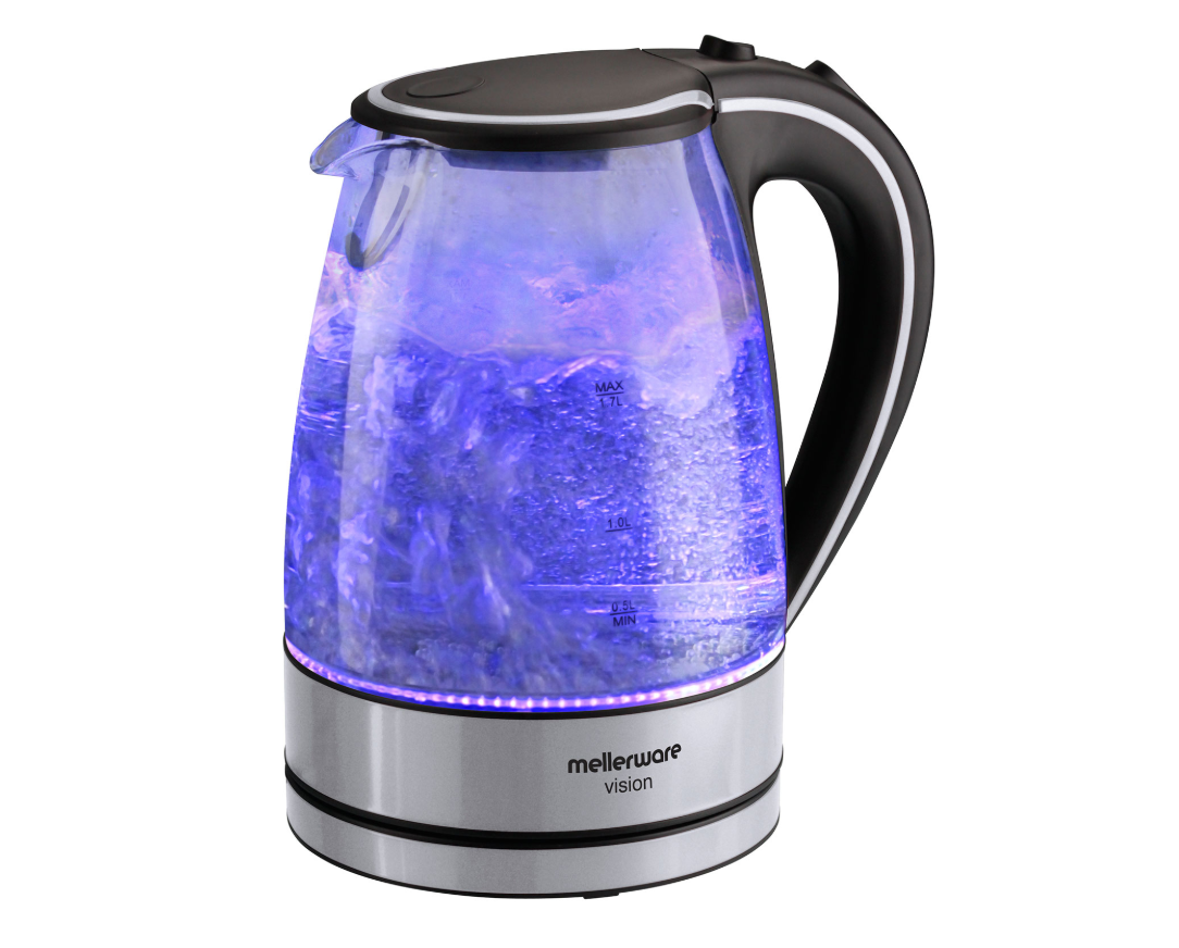1.7L "Vision" Silver Glass Cordless Kettle