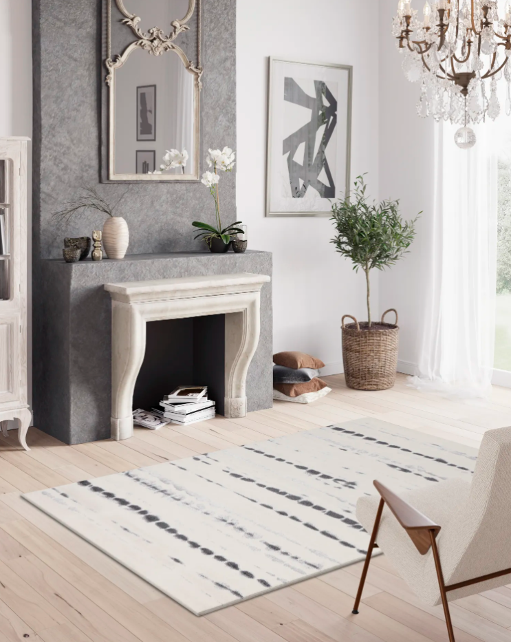 Black & Cream Mottled Linear Design