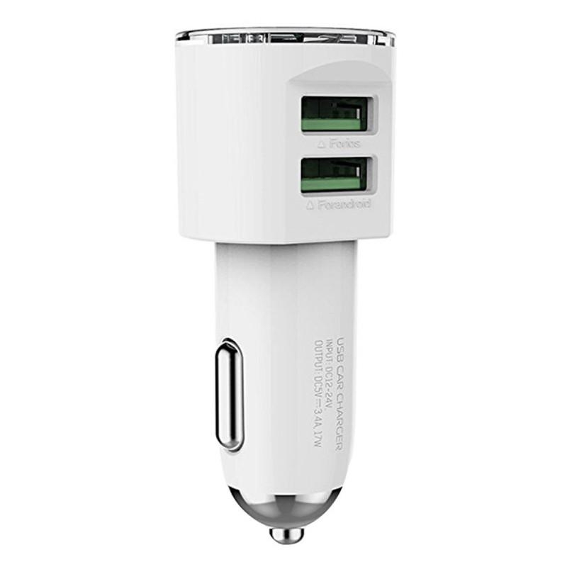 Dual USB Port 3.4A Car Charger with Charging Cable